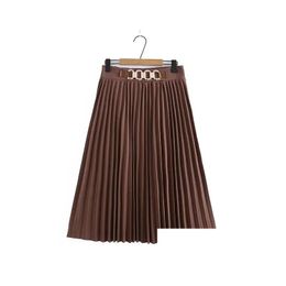 Plus Size Dresses Womens Half Skirt Elastic Waist Spring Autumn A-Line Large Hem Pleated And Calf Belly Lg A1M2 Drop Delivery Apparel Dhayw