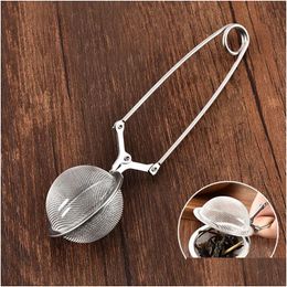 Tea Strainers Infusers Stainless Steel Sphere Mesh Strainer Teaware Coffee Herb Spice Philtre Diffuser Handle Ball Drop Delivery Home Dhlib