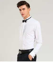 Men's Dress Shirts Classic Winged Collar Shirt Wingtip Tuxedo Formal With Red Black Bow Tie Party Dinner Wedding Bridegroom Tops