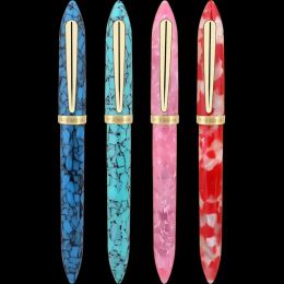 Pens MAJOHN S1 Acrylic Fountain Pen Bent Nib Fude Pen Beautiful Celluloid Calligraphy Writing Ink Pens Student Writing Stationery