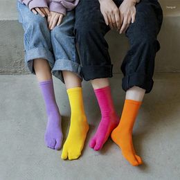 Women Socks Japanese Style Multicolor Two Fingers Men Middle Tube Breathable Separate Flip Flop Sports Running Streetwear