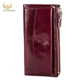 Wallets Luxury Famous Brand Women's Genuine Leather Designer Ladies Long Checkbook Organizer Wallet Fashion Purse Clutch For Female 6032