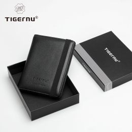 Bags Business Passport Cover Rfid Antitheft Men Card Id Holder Genuine Leather Wallets for Men Mini Bag Male Purse Bag Men Card Bag