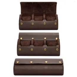 Watch Boxes Leather Roll Travel Case 1/2/3 Slot Crazy Horse Box Organiser For Men Storage Display Protector Pouch
