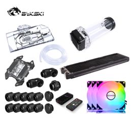 Cooling Bykski Water Cooling Kit GPU CPU Block Liquid Pump 120mm Fan 360mm/240mm Radiator PC System Cooler G1/4' Fittings Hose Tube