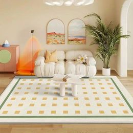 Carpets French Minimalist Plaid Carpet Light Luxury Style Living Room Bedroom Floor Mat Bathroom Anti-skid Foot Entrance Door
