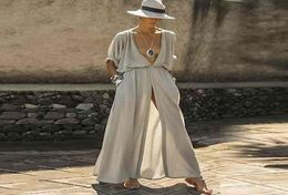 TEELYNN sexy deep v neck Split bikini cover up women maxi dresses boho beach loose summer vestidos casual long robe plus size 21042205541