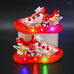 Walking Shoes 2024 Selling Boys Spring Casual Blue Cartoon Sneakers Light Up Shoe Children Outdoor Mesh Glow Led Non-Slip Size 24-35