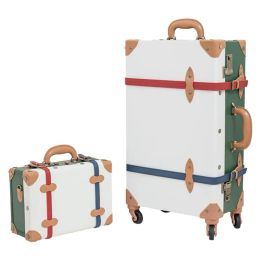 Sets New Colour matching Travel Bag Rolling Luggage sets,20"22"24"26"inch Women Handmade Retro Trolley Suitcase with handbag