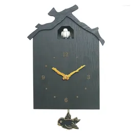 Wall Clocks Creative Elegant Cuckoo House Hanging Clock Wooden With Chime And Pendulum For Home Office Living Room