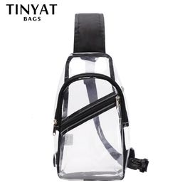 TINYAT Clear Chest Bags For Men Women Waterproof Transparent PVC Crossbody Bag Small Leisure Man Shoulder Phone Sling 240407