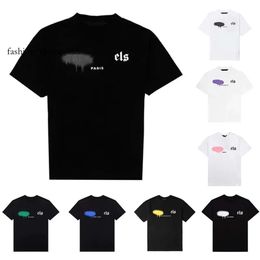 new Mens Shirt Clothes Palms Designer Women T Shirts Fashion Spray Paint Graffiti Couple Short Sleeves High Street Loose Tide Brand Crew Neck Letter