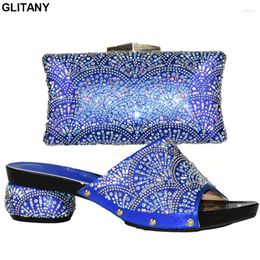 Dress Shoes Blue Color Nigerian And Matching Bags Ladies With Set High Quality African Wedding Bag Sets