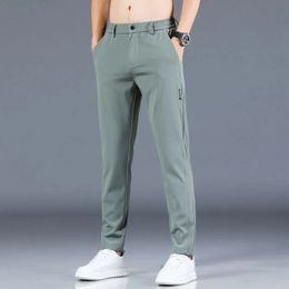 Mens breathable golf pants summer ice silk casual pants loose straight leg pants thin quick drying golf pants 240419