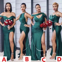 Sexy Turquoise Green Side Split Bridesmaid Dresses Long Maid Of Honour Dress Mermaid Wedding Guest Evening Dress Formal Gowns