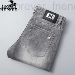 Men's Jeans designer Smoky grey jeans for men, straight and versatile, Korean version, light luxury simple high-end pants, washed trend, casual pants men UH5Z