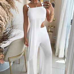 Women's Two Piece Pants 2024 Spring Summer White Irregular Long Overall Dress Set Straight-Leg 2-Piece Fashion Casual