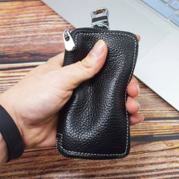 Wallets Genuine Leather Key Wallet Men Keychain Holder Pouch Purse Zipper Designer Car Key Case Multifunction Door Keys Housekeeper Bag