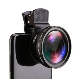 Universal Clamp Universal Phone Professional 37MM 0.45X 49UV Super Wide Angle+Macro 2-in-1 Phone Lens