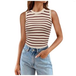 Camisoles & Tanks Sleeveless Tops For Women'S Scoop Neck Knitted Ribbed Printed Fitted Casual Cropped T Shirts Summer Beachwear Blusas