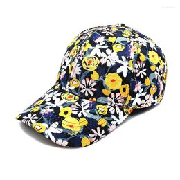 Ball Caps 2024 Spring Summer Polyester Flower Print Casquette Baseball Cap Adjustable Outdoor Snapback Hats For Women 23
