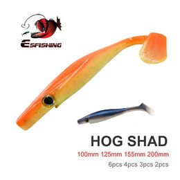 ESFISHING Hog Shad 100mm 125 150 200mm Sea Fishing Silicone Wobbler Soft Baits Paddle Tail Pesca Artificial Lure 240407