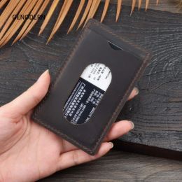 Holders GENODERN Simple Card Holder With 2 Card Slots Crazy Horse Leather Men Business Card Holder Customizable Wholesale