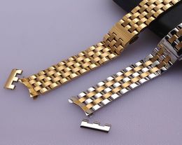 Gold Watchband Silver AND Gold Colour Watch accessories for brand fashion wristwatch men curved ends and straight end watch bracele8221745