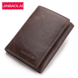 Wallets JINBAOLAI Genuine Cow Leather Men Wallets Card Holder Note Compartment Short Wallets Vintage Brand High Quality Purses For Male
