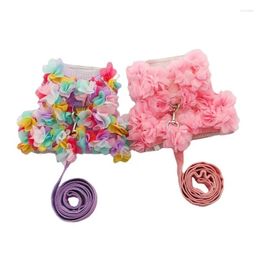 Dog Collars Small Costume French Dress Pet Harness Lace Flower Skirt Clothes Chest Vest Dogs Pography Suit