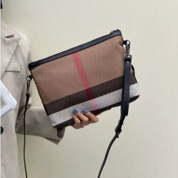 Bags New Fashion Luxury Women Clutch Bag Classic Stripes Canvas Leather Female Shoulder Bag A4 Lady Crossbody Bag Wristlet Handbag