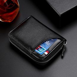 THIETS VIP ID Credito di credito Titolo del portafoglio con cerniera Women and Men Case Case Real Leather RFID Antitheft Brush Borse Small Coins