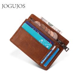 Holders JOGUJOS Genuine Leather Men Credit ID Card Holder RFID Coin Purse Card Holder Wallet Money Case Men Small Wallet Male Portomonee