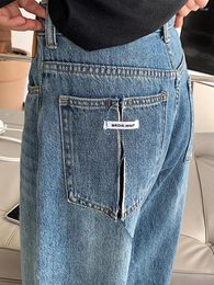 Women's Jeans Vintage Blue Women Denim Pants Korean Y2K Baggy Wide Leg Ripped Harajuku Streetwear Casual Oversized Trouser Summer