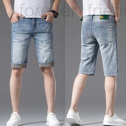 Men's Shorts designer Summer Thin Quarter Jeans High end Mid pants Slim Fit Elastic Blue Brand Lao Foye Y2YP