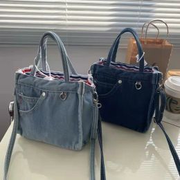 Bags Denim Jeans Bags Cool Girl Totes Fashion Trend High Street Hardware Tote In Denim Women's Shoulder Bag