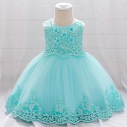Girl Dresses 2024 Baby Girls Summer Applique Lace Infant Dress Princess Toddler Birthday Party Wedding Clothes