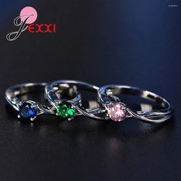 Cluster Rings Arrival Top Design Fashion Jewelry Genuine 925 Silver Needle Wedding For Women Winding Can Shape With Shiny Crystal