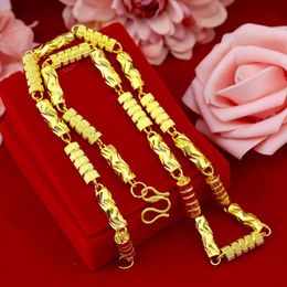 FASHION LUXURY MEN'S NECKLACE 24K GOLD CHAIN SOLID CAR FLOWER NECKLACE FOR MEN WEDDING ENGAGEMENT ANNIVERSARY JEWELRY GIFTS M267u