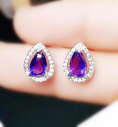 Natural real amethyst or citrine stud earring Per Jewellery 5x7mm 07ct 2pcs gemstone 925 sterling silver Fine Jewellery X21853636175