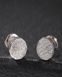 New Fashion Men Women Earrings Jewelry Gold Plated Sparkle CZ Screw Backs Earrings for Men Women Nice Gift1925799