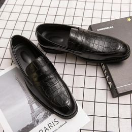 Dress Shoes Business Leather Men Summer Slip On Loafers Breathable Casual Soft Black Flats Driving Moccasins