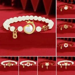 Link Bracelets 2024 Chinese Dragon Zodiac Bracelet Beads Decor Year Elastic Rope Lucky