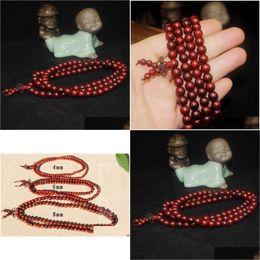 Beaded Strands Natural Siam Rosewood Beads Bracelets 6-12Mm 108 Mala Buddhist Prayer Stand Or Necklace Red Wood Uni Jewelry Drop Deliv Dhvho