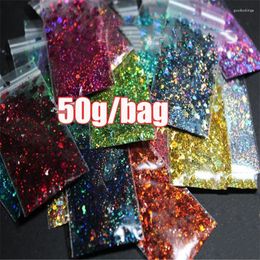 Nail Glitter 50G Mixed Size Holographic Hexagon Flakes 3D Flake DIY UV Gel Polish Manicure Laser Sparkly Sequins Slices