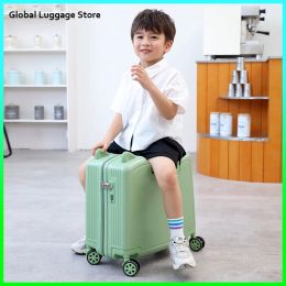 Carry-Ons NEW kids Luggage 18/20inch Lovely Travel suitcase on spinner wheels sit and ride children's travel bag carry on trolley luggage