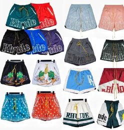 designer shorts rhude shorts summer fashion beach pants men high quality street wear red blue black purple pants mens short US siize S-XL2024ff