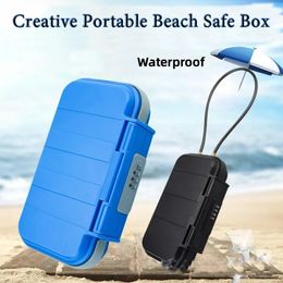 Portable Storage Box Creative Beach Safe Box 4-digit Combination Lock With Steel Wire Outdoor Camp Sports Cycling Swim Security 240415