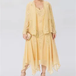 Party Dresses Yellow V-neck Long Sleeves With Floral Applique Beading Straight Evening Dress Smock Ankle Length Irregular Skirt Hem