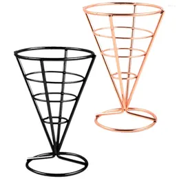 Flatware Sets 2pcs French Fries Cone Holder Hollow Design Fried Serving Basket Decorative Chicken Rack